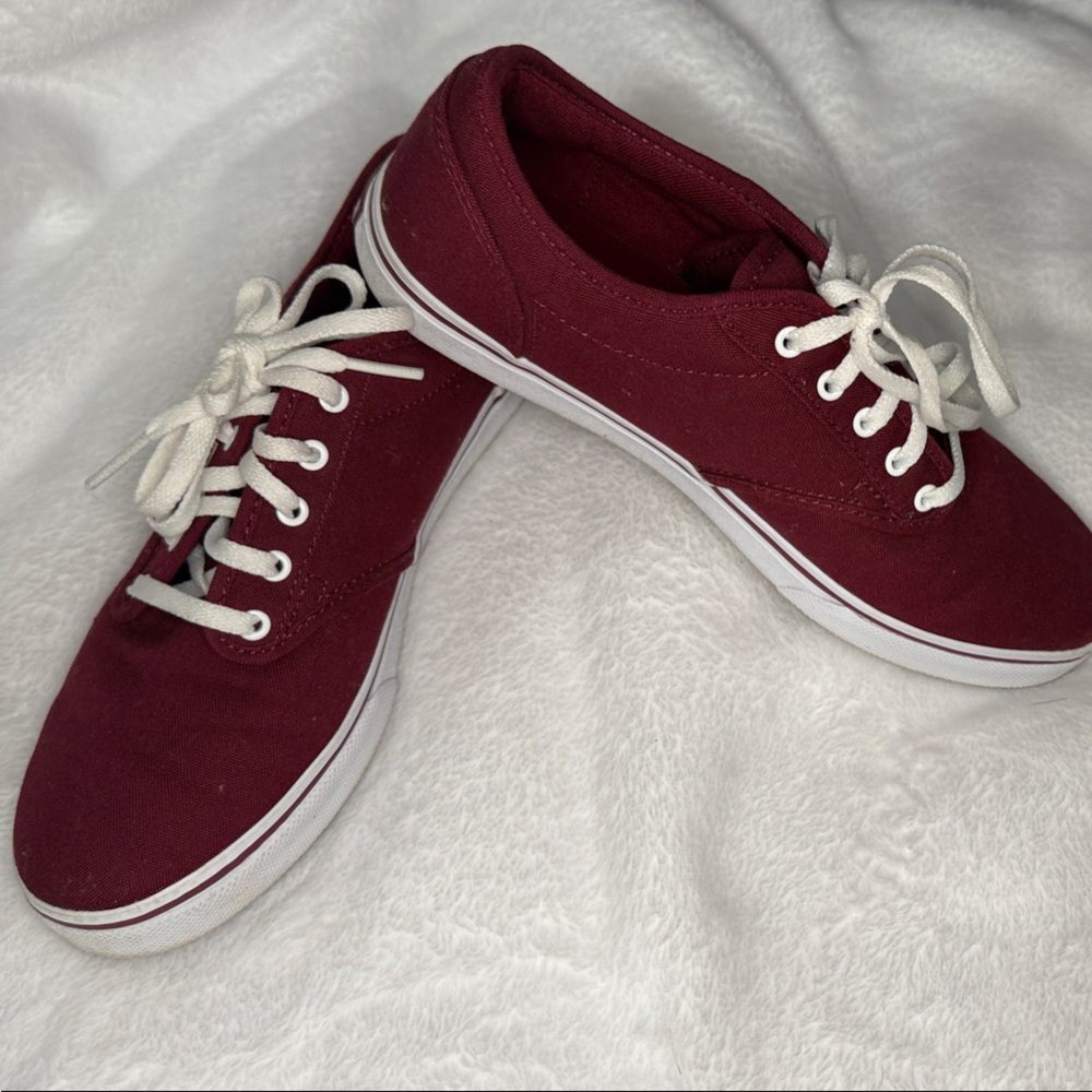 Vans Women's Burgundy Sneakers with White Accents